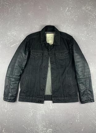 House clothes куртка джинсовка джинсовая с рукавами из заменителя кожи