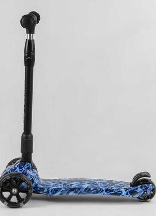 Складаний дитячий самокат триколісний maxi, кермо 5 положень 25х62 см best scooter чорно-синій (2000002547631)3 фото