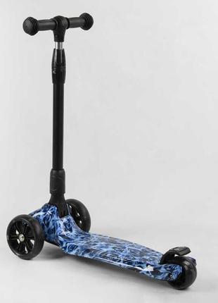 Складной детский самокат трехколесный maxi, руль 5 положений 25х62 см best scooter черно-синий (2000002547631)4 фото