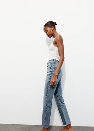 Джинсы straight-leg high waist от zara, ankle length5 фото