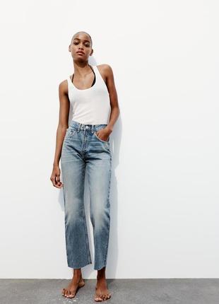 Джинсы straight-leg high waist от zara, ankle length
