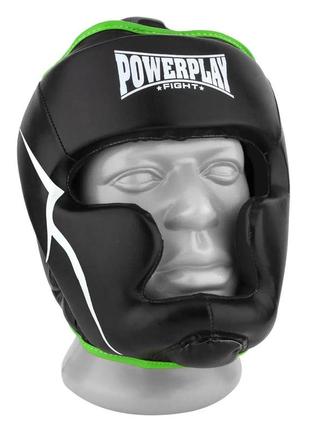 Боксерский шлем тренировочный xl powerplay черно-зеленый (2000002453369)