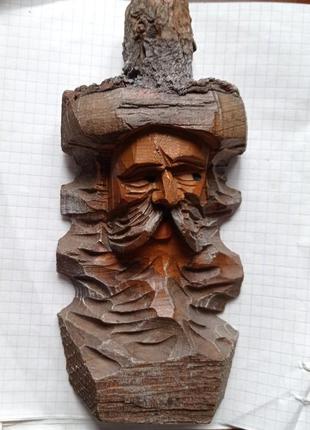 Скульптура фигурка резная голова старик с бородой.