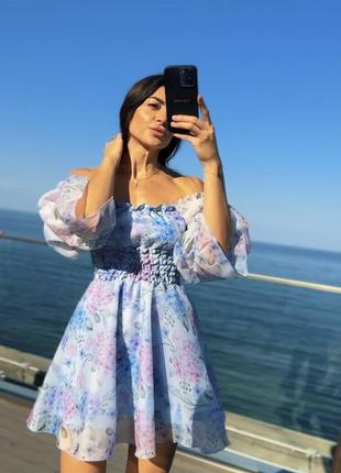 Платье в принт из органзы5 фото