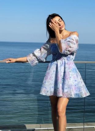 Платье в принт из органзы6 фото