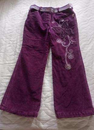 Штаны на девочку с вышивкой флис