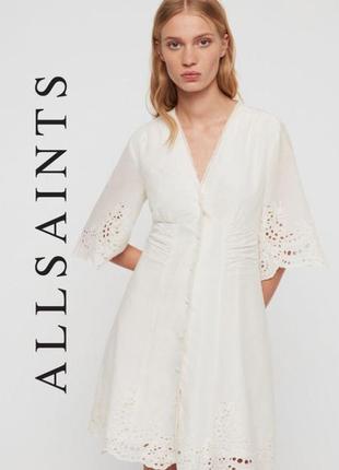 Allsaints неймовірна ніжна сукня з вибитої бавовни