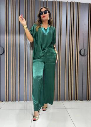 Зеленый изумрудный женский брючный костюм шелковый костюм женский нежный вечерний костюм из шелка армани