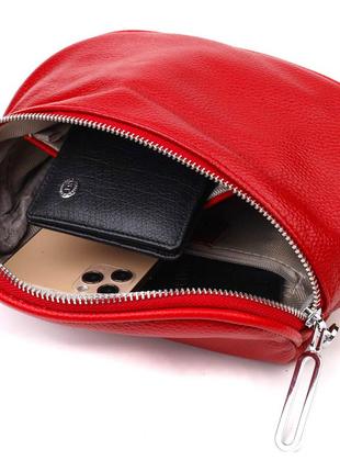 Женская полукруглая сумка через плечо из натуральной кожи 22081 vintage красная5 фото