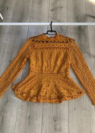 Роскошная блуза в этностиле оранжевого цвета размер xs s приталенная со стороны есть замок