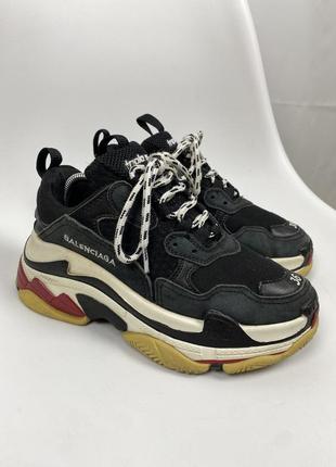 Кроссовки balenciaga triple s gray red blue
