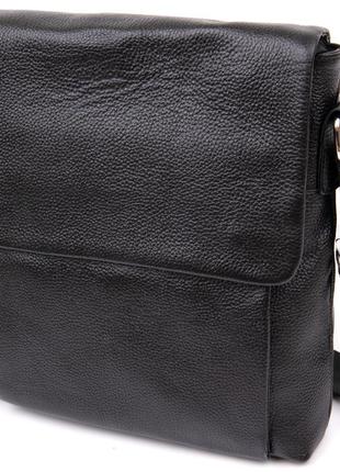 Сумка мужская классическая с клапаном флотар vintage 20410 черная1 фото