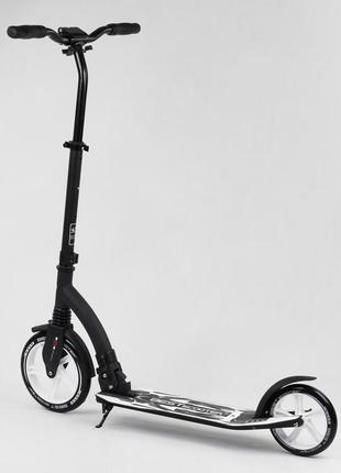Самокат двоколісний 89х52х90 см best scooter чорно-білий (2000002312680)6 фото