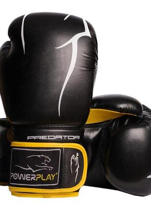 Боксерські рукавиці (pp-3018) 16 унцій powerplay чорно-жовтий (2000000621777)