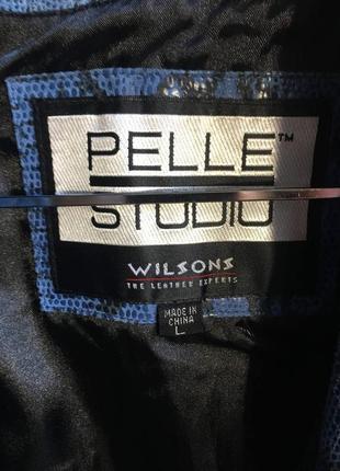 Шкіряний синій в зміїний принт піджак