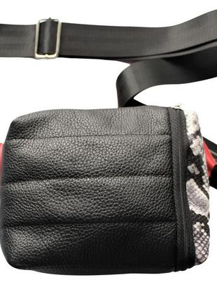 Жіноча шкіряна двостороння сумка "minimo" червоно-чорна8 фото