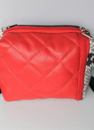 Жіноча шкіряна двостороння сумка "minimo" червоно-чорна3 фото