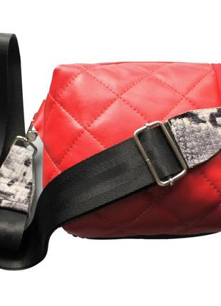 Жіноча шкіряна двостороння сумка "minimo" червоно-чорна2 фото