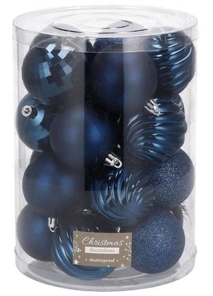 Ялинкові іграшки 20 шт springos темно-синій (2000002402565)10 фото