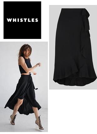 Шикарная черная юбка-миди на запах с воланами дорогого бренда whistles