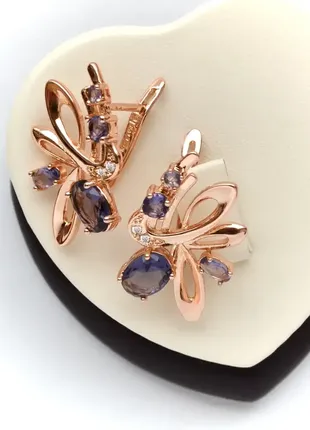 Шикарные серьги с цирконами (медицинское золото)