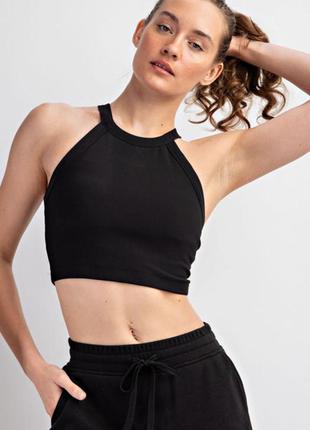 Zara бавовняний кроп топ майка вкорочена