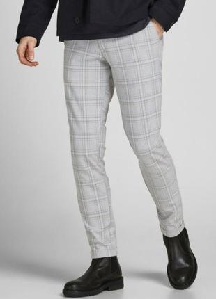 Jack & jones - s ~ w30/l32 - сірі у клітинку штани чоловічі - tapered звужені внизу