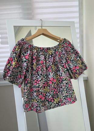 Блуза хлопковая в цветы
