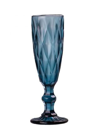 Набір келихів для шампанського гранітний з товстого скла набір для напоїв 6 шт. 150 мл, синій4 фото