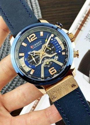 Мужские наручные часы curren 8329 blue-gold часы сине золотые карен с кожаным ремешком2 фото