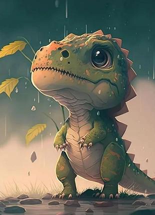 Яркая картина по номерам на холсте без рамки 20*30 см а4 дракон 🐉 динозавр