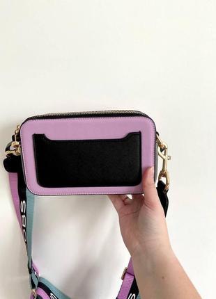 Стильная универсальная сумочка клатч для девушки mark jacobs logo сумка марк джейкобc кожаная фиолетовая2 фото