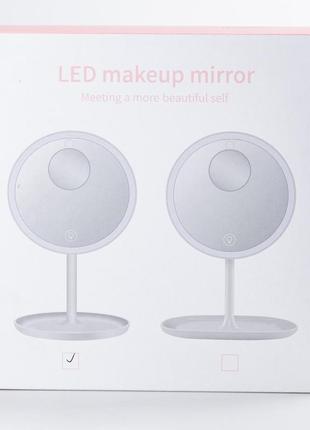 Косметическое зеркало с увеличением настольное круглое зеркалом с led-подсветкой для макияжа розовый6 фото