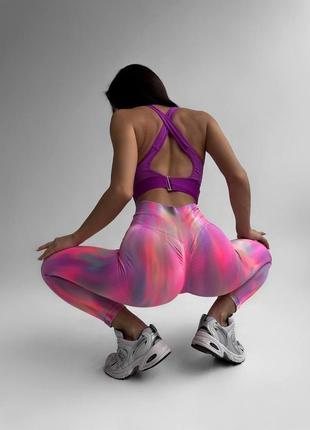 Спортивні жіночі лосини з пуш апом для йоги, будинку, що стягують, підкреслюють фігуру рожеві розмір s