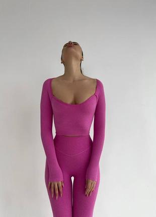 Повседневный женский костюм одежда для спортзала лосины для йоги с пуш-апом розовый6 фото
