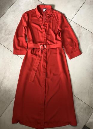 Шикарное платье с поясом оранжевого цвета