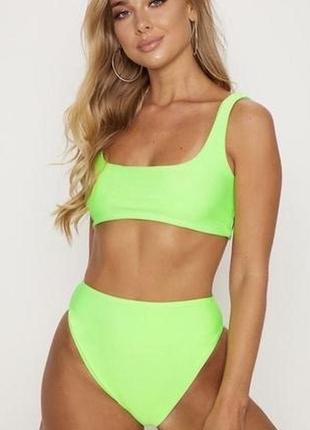 Раздельный неоновый купальник plt boohoo