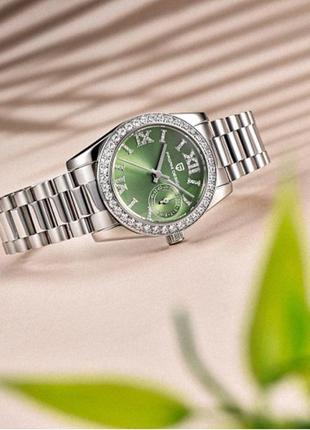 Годинник кварцовий годинник pagani design pd-1776 silver-green, жіночі, кварцовий механізм, сапфірове скло, d c2 фото