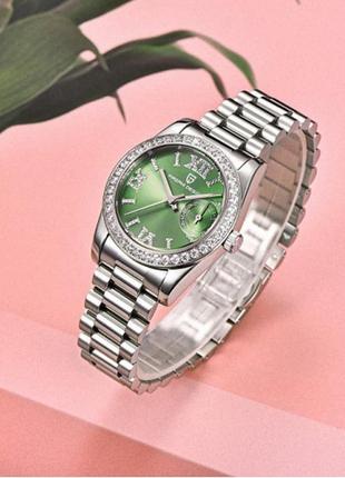 Годинник кварцовий годинник pagani design pd-1776 silver-green, жіночі, кварцовий механізм, сапфірове скло, d c3 фото