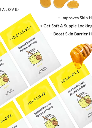 Idealove, superfood skin savior, від любові та меду, 1 тканинна маска, 20 мл (0,68 рідк. унції)