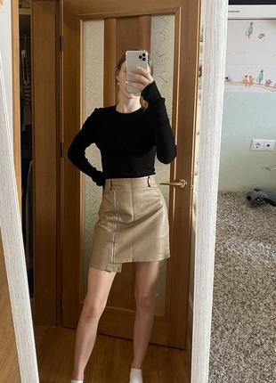 Кожаная бежевая юбка 🧸