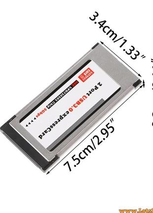 Адаптер usb 3.0 express card 34mm 2 порти usb3.0 адаптер для ноутбука експресс кард 34мм5 фото