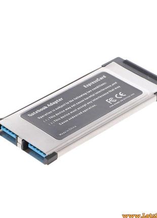 Адаптер usb 3.0 express card 34mm 2 порта usb3.0 адаптер для ноутбука экспресс кард 34мм