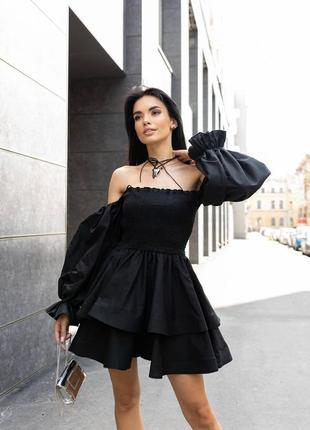 Льняное объемное платье 100% хлопок с резинкой на груди и спинке, пышное платье из хлопка, платье на фотосессию, 1001