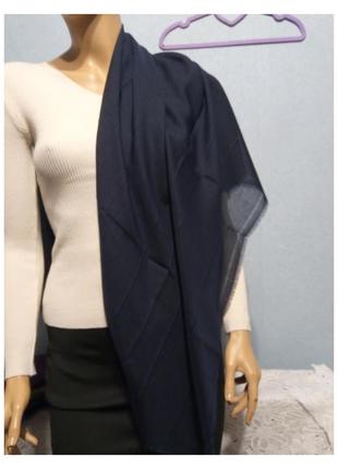 Женский однотонный платок шарф польша вискоза темно-синий4 фото