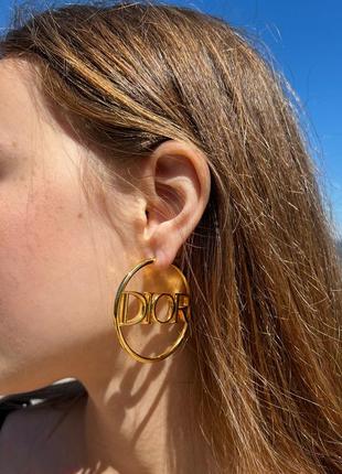 Брендовые серьги кольца в позолоте