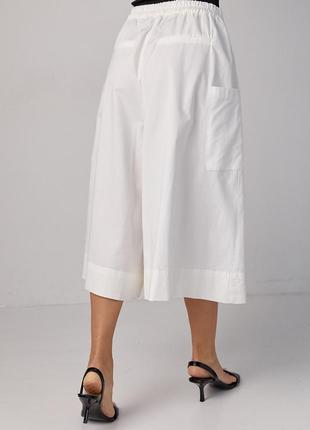 Жіночі штани-кюлоти з імітацією спідниці — молочний колір, m (є розміри)2 фото