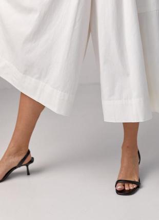 Жіночі штани-кюлоти з імітацією спідниці — молочний колір, m (є розміри)7 фото