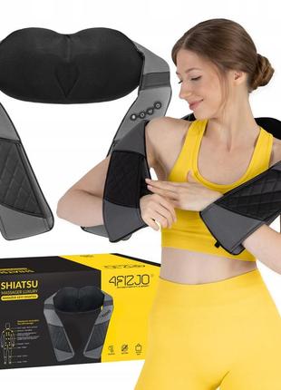 Накидка-массажер 4fizjo shiatsu luxury+ для шеи и спины, аккумуляторный grey (p-5907739319104)