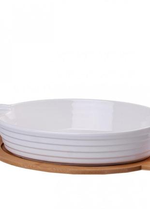Блюда для запекания овальные с бамбуковой крышкой 1.8 л, 1.5 л, 1 л формы для запекания кексов, мяса 3 шт.6 фото